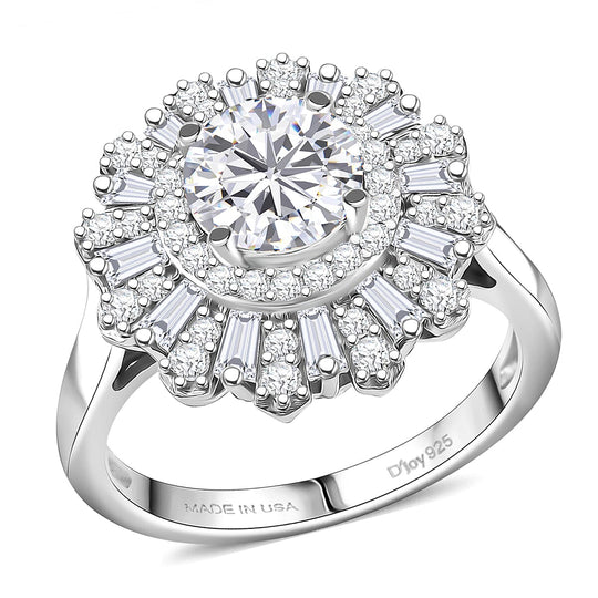 D'Joy Strontiumtitanat, Moissanit Ring 925 Silber Rhodiniert (Größe 19.00) ca. 2,89 ct