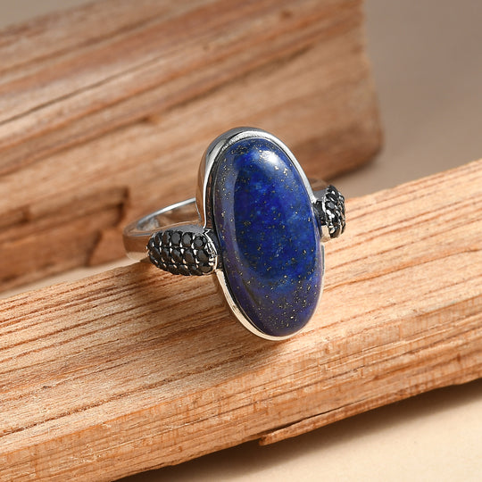 EVER TRUE Lapislazuli, Schwarzer Spinell Ring 316L Edelstahl (Größe 17.00) ca. 11,59 ct
