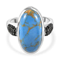EVER TRUE Blaues Türkis, Schwarzer Spinell Ring 316L Edelstahl (Größe 17.00) ca. 8,30 ct