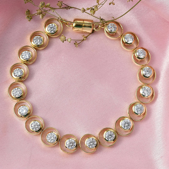D'Joy Moissanit Armband ca. 19 cm 925 Silber 750 Gelbgold Vermeil ca. 7,31 ct.