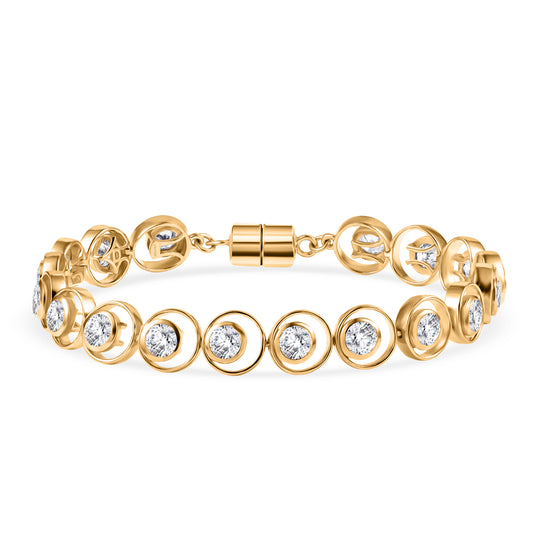 D'Joy Moissanit Armband ca. 19 cm 925 Silber 750 Gelbgold Vermeil ca. 7,31 ct.