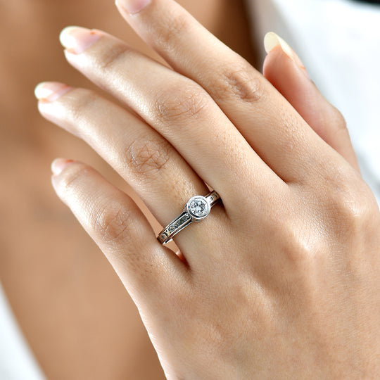 LUXURIANT DIAMOND - Lab Grown Diamant SI-GH Ring 925 Silber 750 Gelbgold Vermeil (Größe 17.00) ca. 0.50 ct