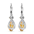 D'Joy Sphaleros Quarz, Weißer Zirkon Ohrringe 925 Silber platiniert und vergoldet ca. 4,30 ct.