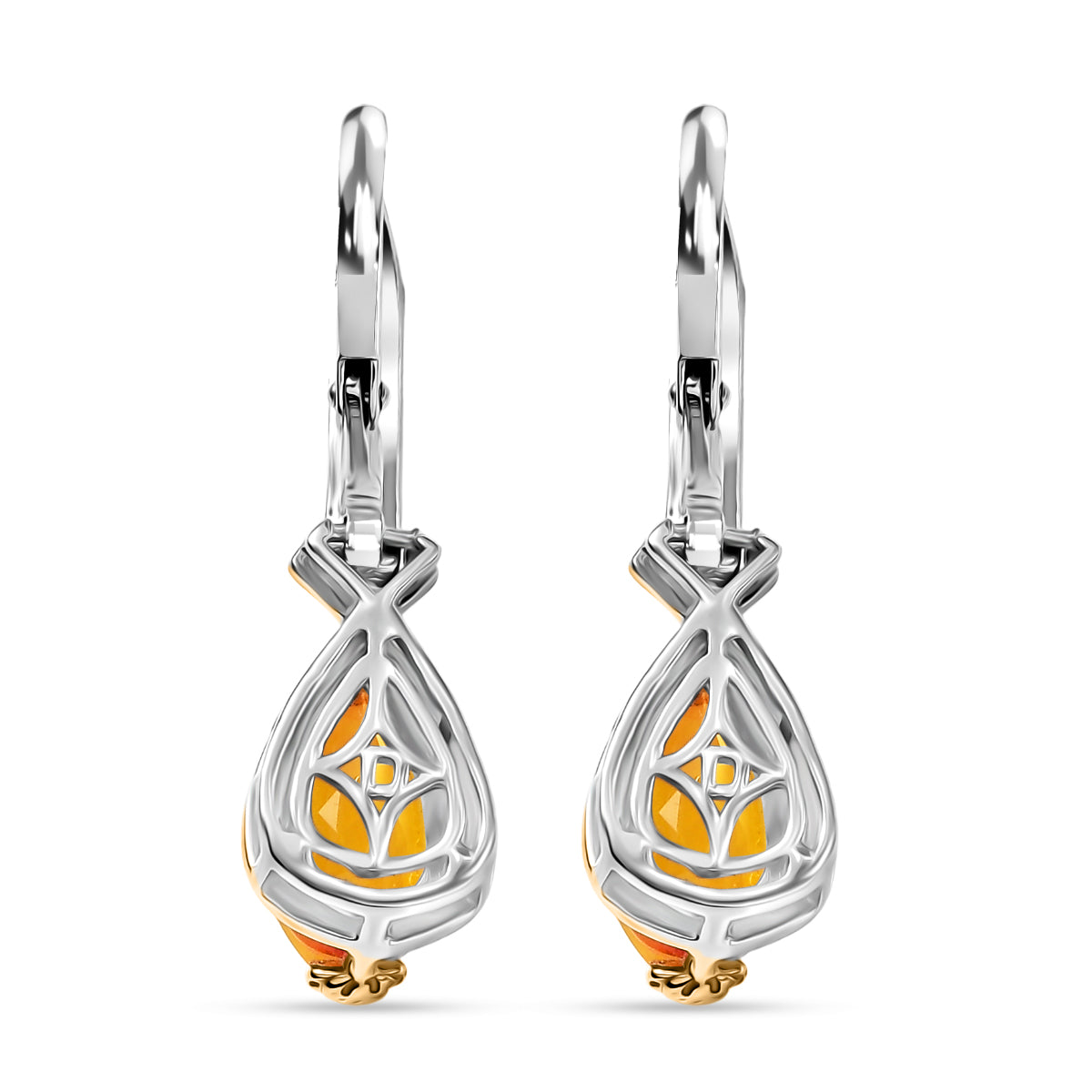 D'Joy Sphaleros Quarz, Weißer Zirkon Ohrringe 925 Silber platiniert und vergoldet ca. 4,30 ct.