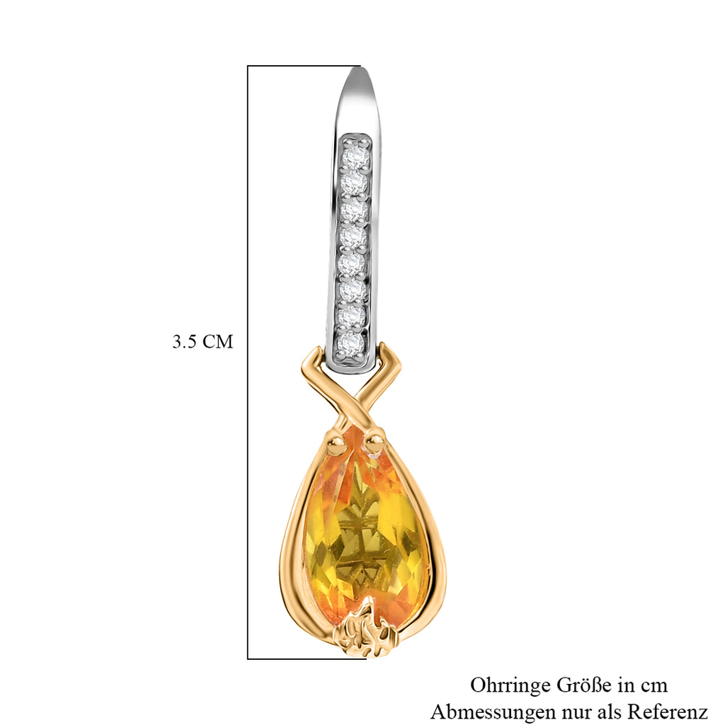 D'Joy Sphaleros Quarz, Weißer Zirkon Ohrringe 925 Silber platiniert und vergoldet ca. 4,30 ct.