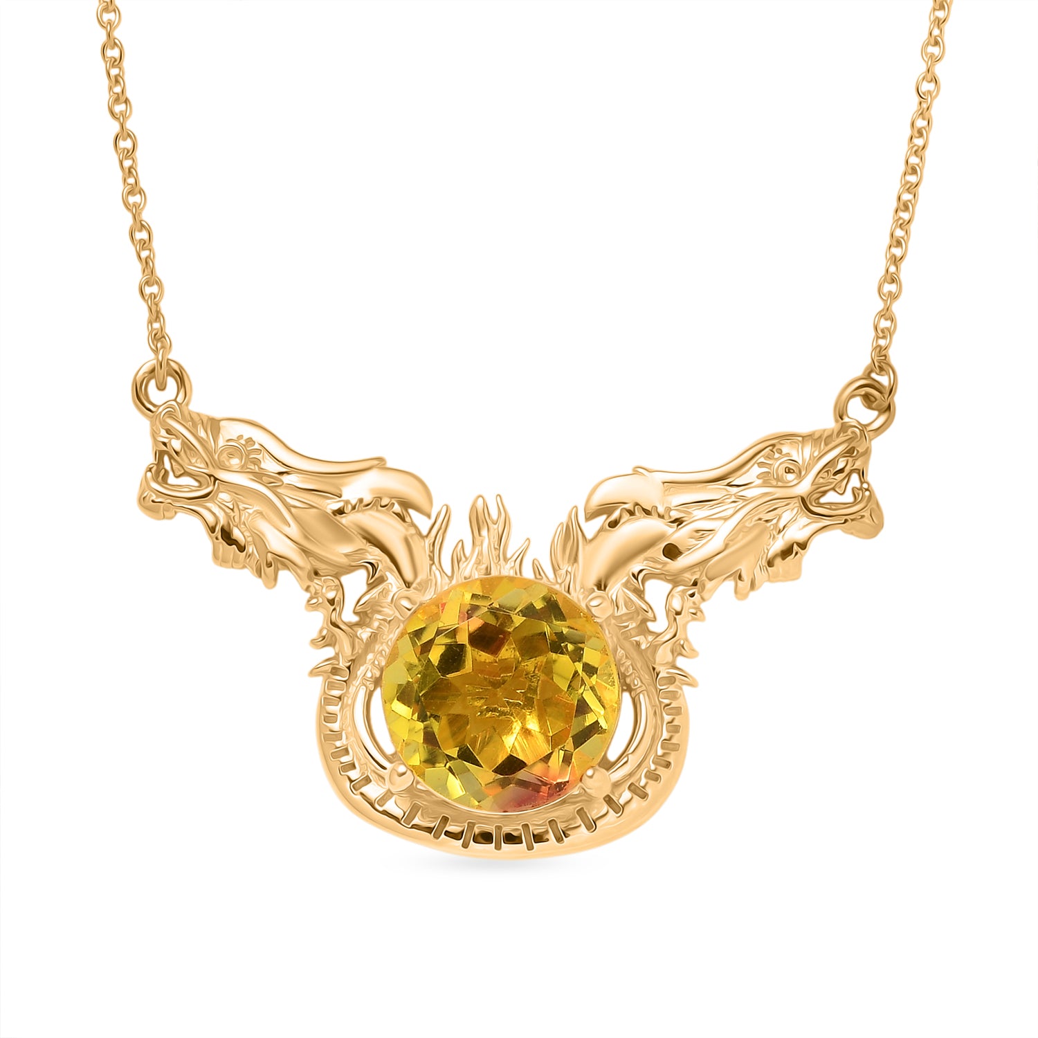EVER TRUE - Drachen-Schutz-Design Sphaleros Quarz-Triplette Halskette ca. 50 cm Nickelfreies Messing ca. 10.87 ct
