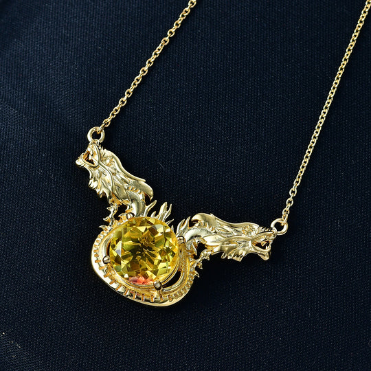 EVER TRUE - Drachen-Schutz-Design Sphaleros Quarz-Triplette Halskette ca. 50 cm Nickelfreies Messing ca. 10.87 ct