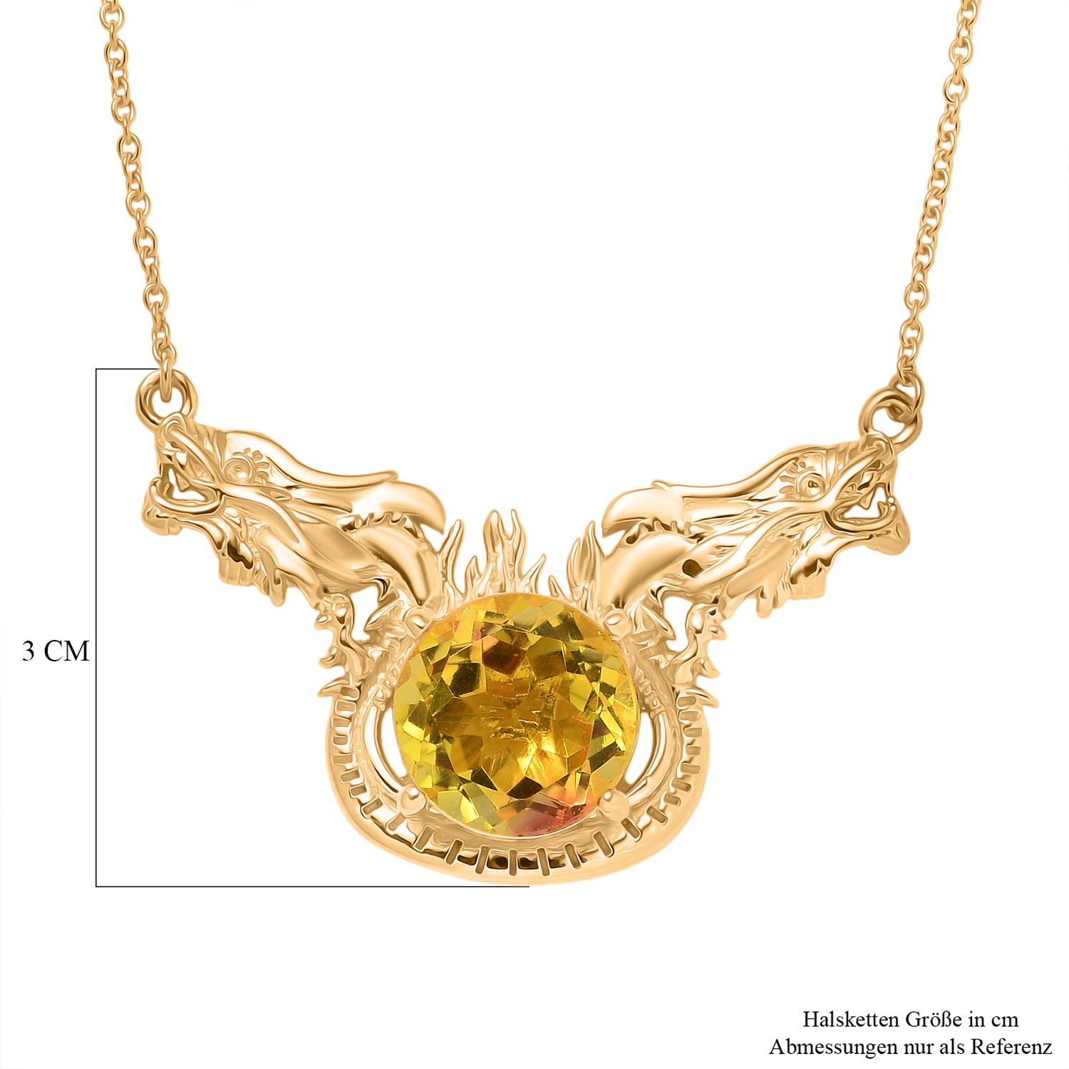 EVER TRUE - Drachen-Schutz-Design Sphaleros Quarz-Triplette Halskette ca. 50 cm Nickelfreies Messing ca. 10.87 ct