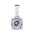 D'Joy 120 Facetten Moissanit Solitär Anhänger, 925 Silber platiniert - 0,78 ct.