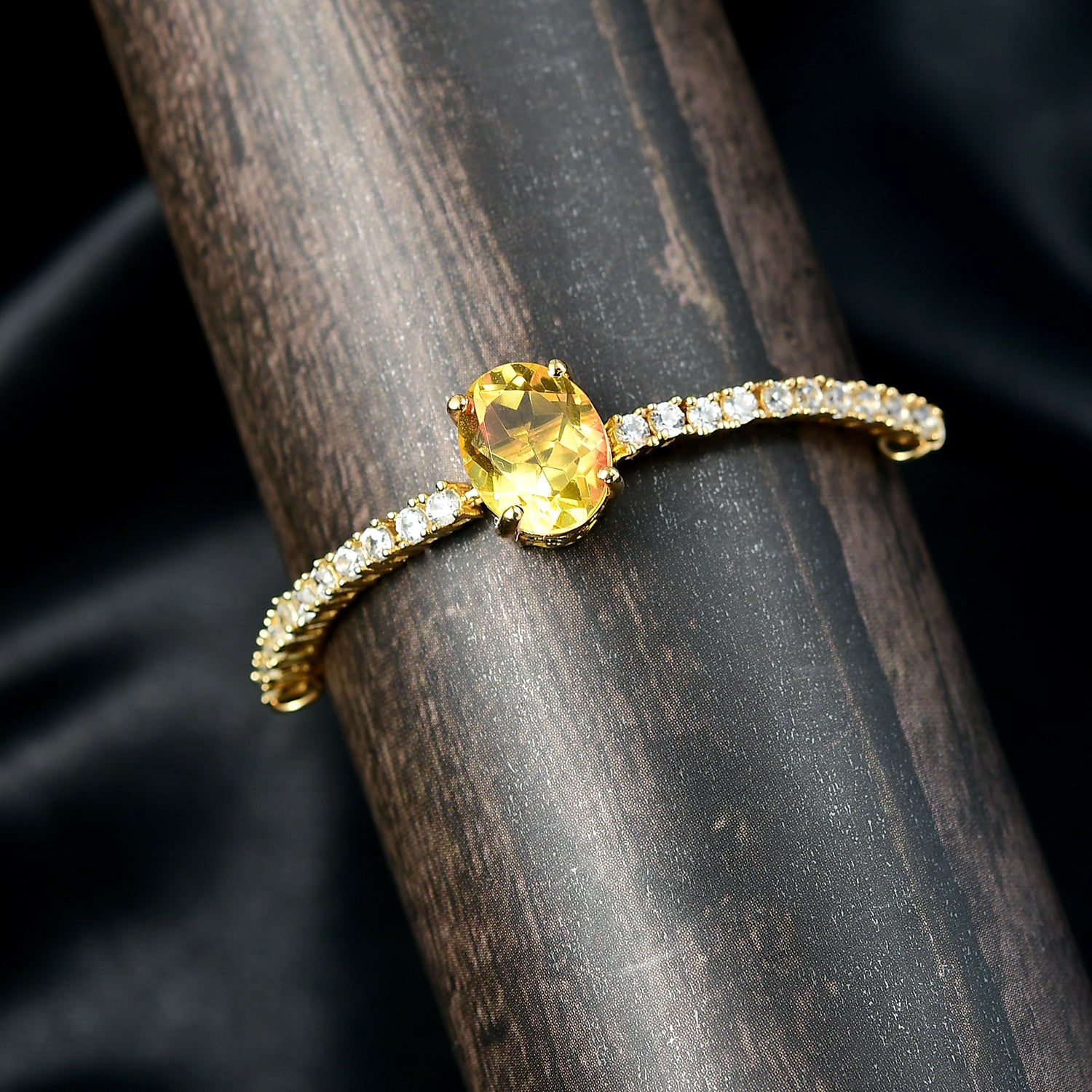 EVER TRUE Sphaleros Quarz-Triplette, Weißer Zirkon Armband, flexibel, (ca. 16.50 - 21.50 cm) Nickelfreies Messing ca. 4.15 ct