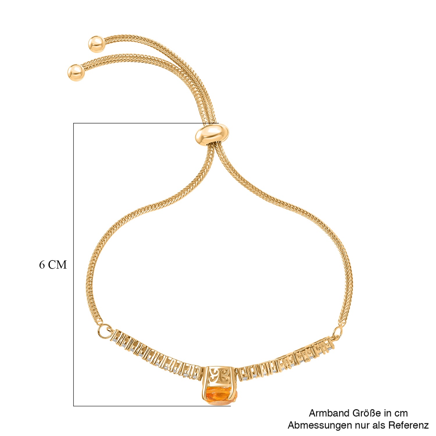 EVER TRUE Sphaleros Quarz-Triplette, Weißer Zirkon Armband, flexibel, (ca. 16.50 - 21.50 cm) Nickelfreies Messing ca. 4.15 ct