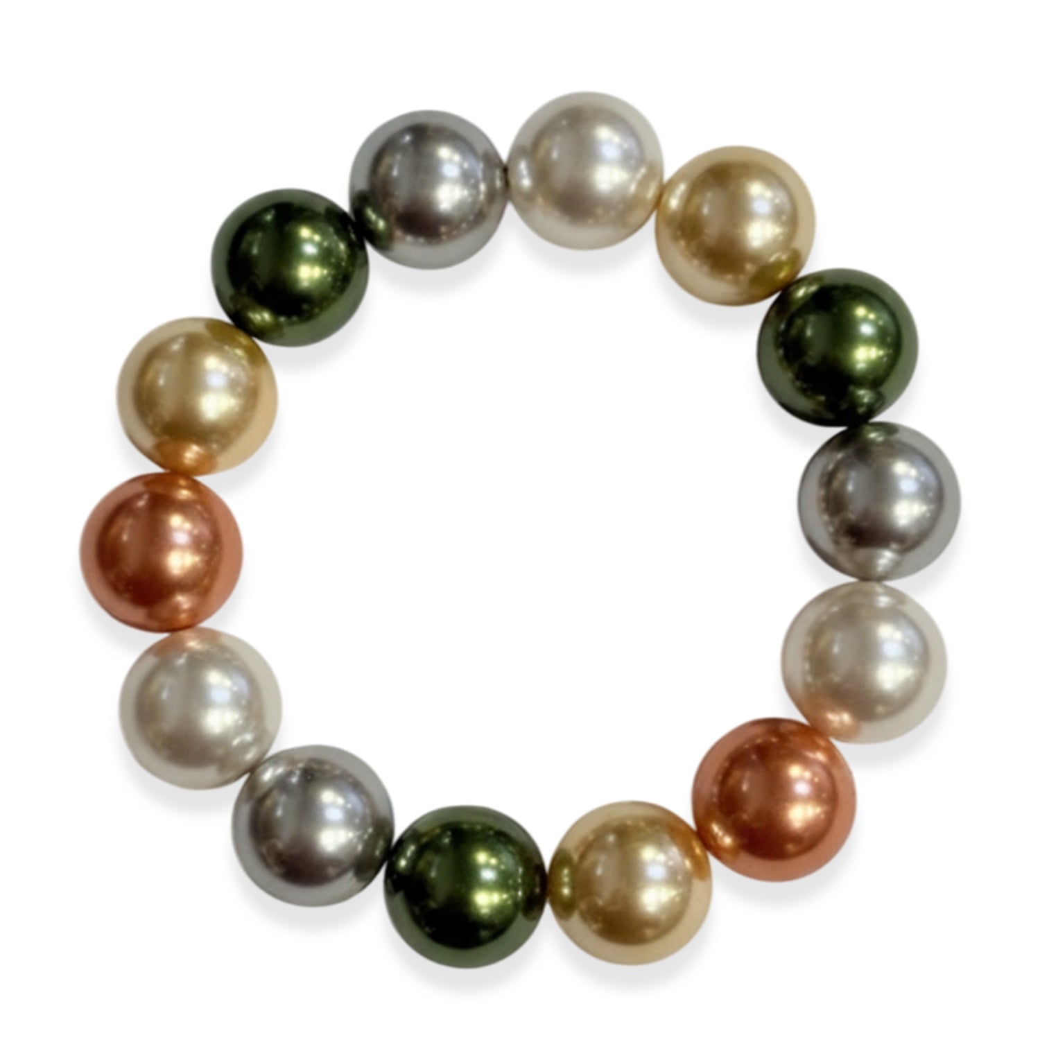 Mehrfarbiges Muschelkernperle (15-17mm) flexibles Armband