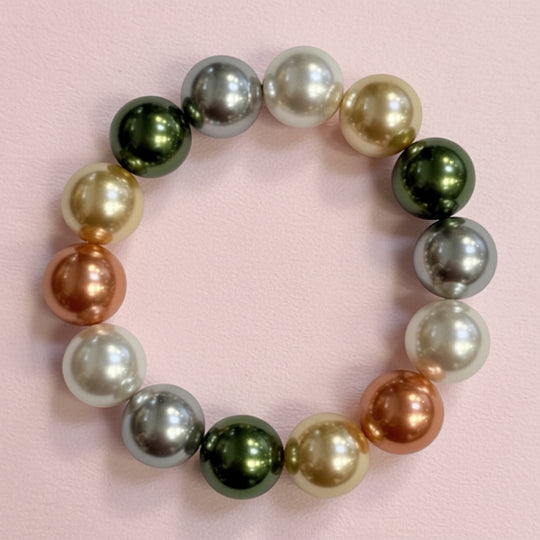 Mehrfarbiges Muschelkernperle (15-17mm) flexibles Armband