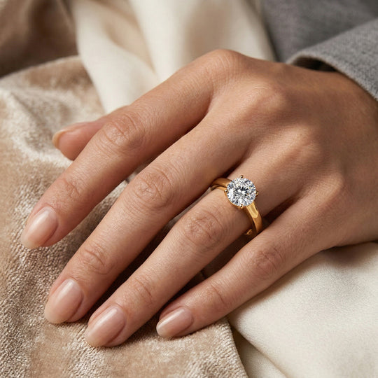 D'Joy 120 Facetten Moissanit Ring 925 Silber vergoldet (Größe 20.00) ca. 0,78 ct