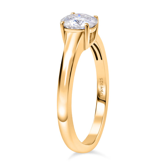 D'Joy 120 Facetten Moissanit Ring 925 Silber vergoldet (Größe 20.00) ca. 0,78 ct