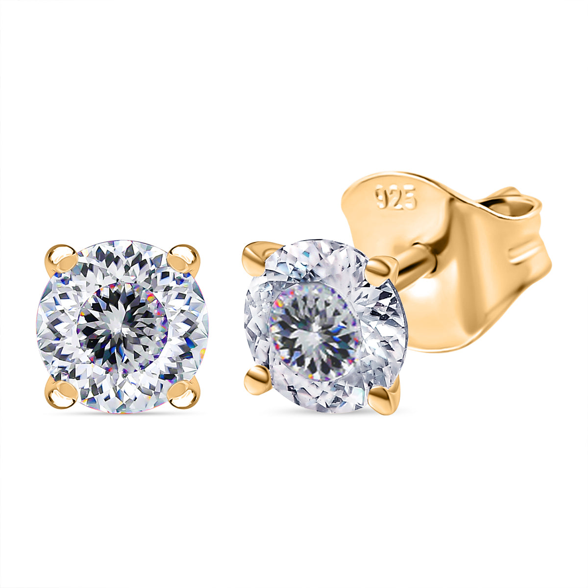 D'Joy 120 Facetten Moissanit Ohrringe 925 Silber vergoldet ca. 0.90 ct