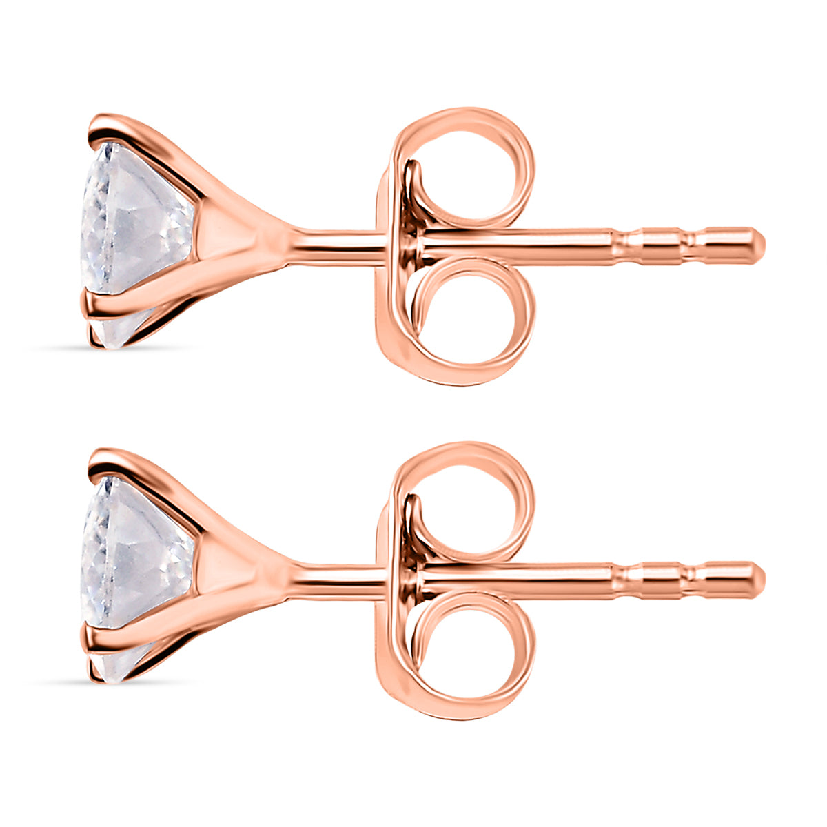 D'Joy 120 Facetten Moissanit Ohrringe 925 Silber rosévergoldet ca. 0.90 ct