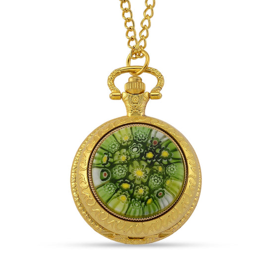 EXKLUSIVES ANGEBOT STRADA SPINNING Uhr Grünes Murano-Stil Glas mit Japanisches Uhrwerk 91.4 cm