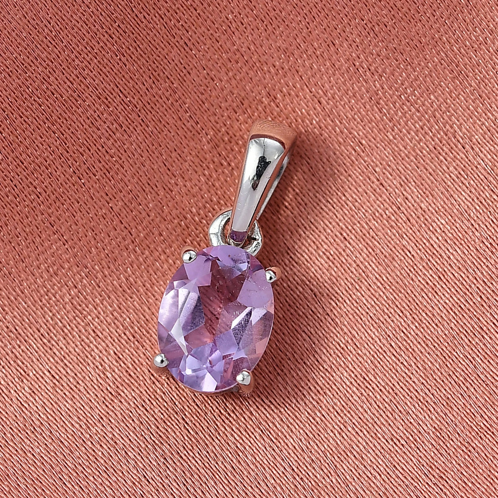 Rose De France Amethyst (Oval 8x6mm) Anhänger 925 Silber rhodiniert ca. 1.13 ct