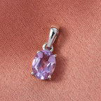 Rose De France Amethyst (Oval 8x6mm) Anhänger 925 Silber rhodiniert ca. 1.13 ct