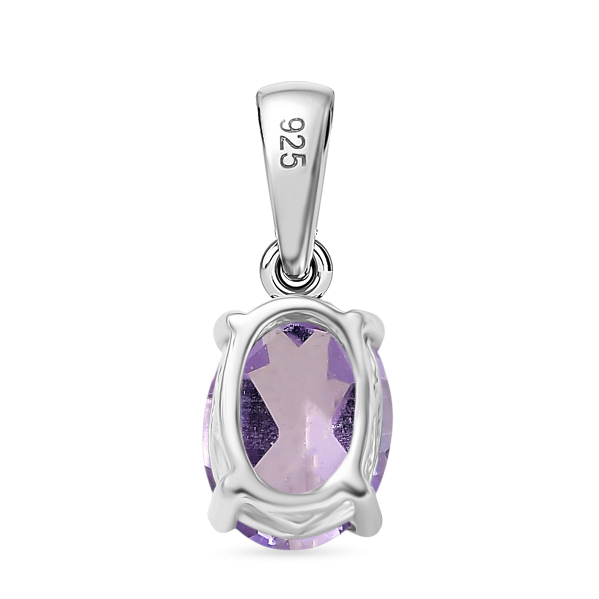 Rose De France Amethyst (Oval 8x6mm) Anhänger 925 Silber rhodiniert ca. 1.13 ct