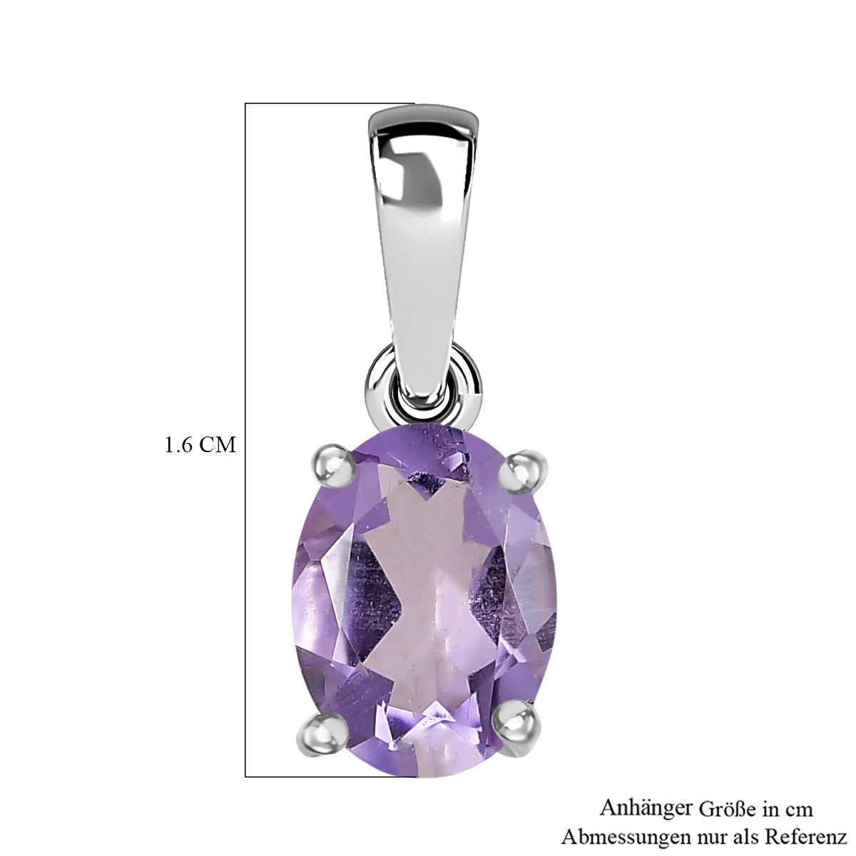 Rose De France Amethyst (Oval 8x6mm) Anhänger 925 Silber rhodiniert ca. 1.13 ct