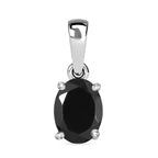 Schwarzer Spinell (Oval 8x6mm) Anhänger 925 Silber rhodiniert ca. 1.60 ct