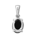 Schwarzer Spinell (Oval 8x6mm) Anhänger 925 Silber rhodiniert ca. 1.60 ct