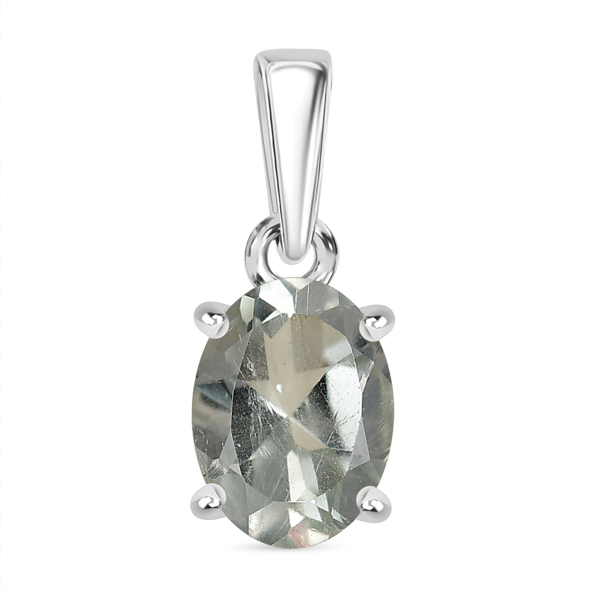 Prasiolith Anhänger 925 Silber rhodiniert ca. 1,20 ct.