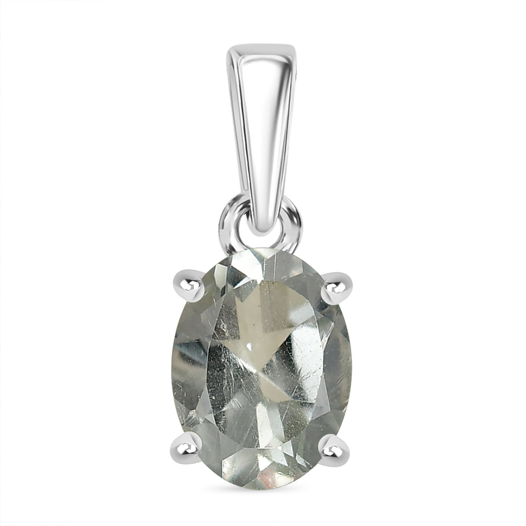 Prasiolith Anhänger 925 Silber rhodiniert ca. 1,20 ct.