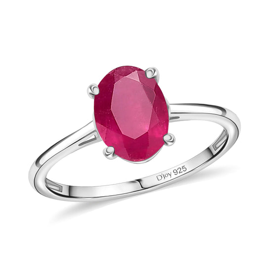 Afrikanischer Rubin (Fissure gefüllt) Ring 925 Silber rhodiniert (Größe 20.00) ca. 1,55 ct