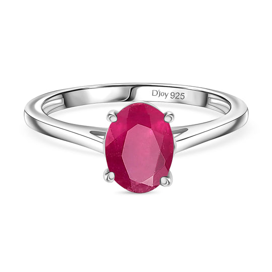 Afrikanischer Rubin (Fissure gefüllt) Ring 925 Silber rhodiniert (Größe 20.00) ca. 1,55 ct