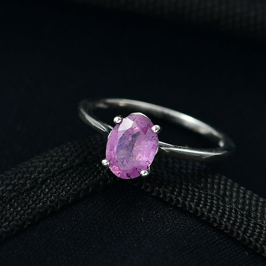 Ilakaka Rosa Saphir (Fissure gefüllt) Ring 925 Silber rhodiniert (Größe 19.00) ca. 1,73 ct