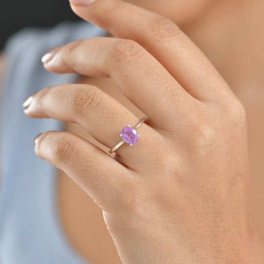 Ilakaka Rosa Saphir (Fissure gefüllt) Ring 925 Silber rhodiniert (Größe 19.00) ca. 1,73 ct