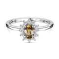 D'Joy Gelber Zirkon, Weißer Zirkon Ring 925 Silber rhodiniert (Größe 18.00) ca. 1,04 ct