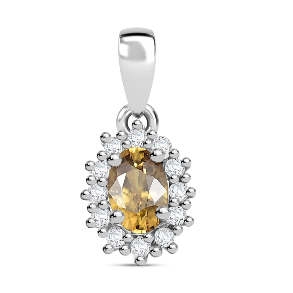 D'Joy Gelber Zirkon, Weißer Zirkon Anhänger 925 Silber rhodiniert ca. 1.04 ct