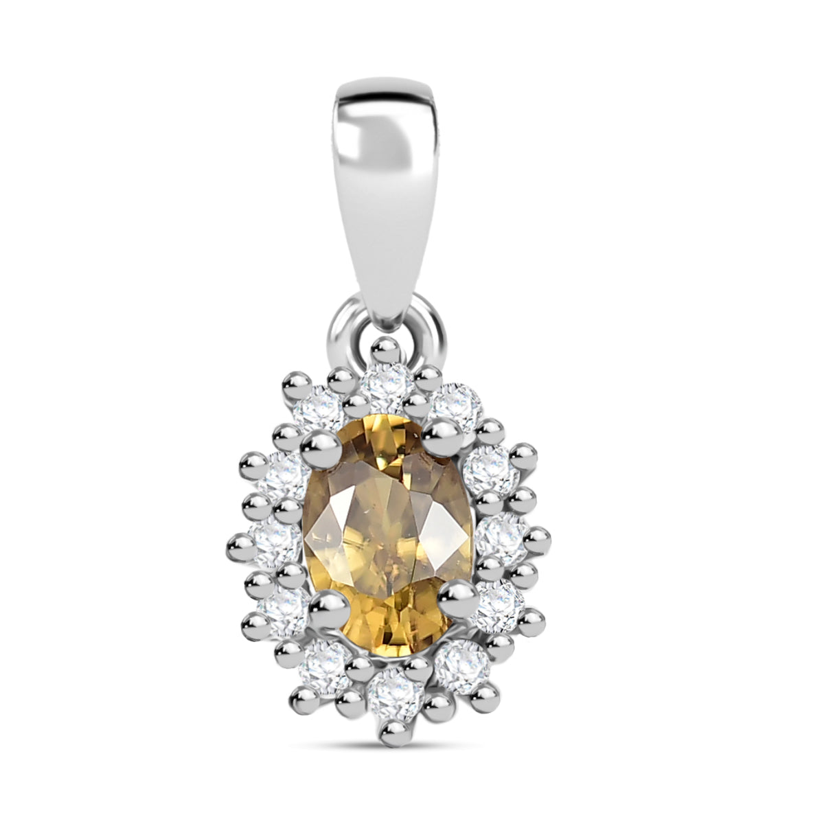 D'Joy Gelber Zirkon, Weißer Zirkon Anhänger 925 Silber rhodiniert ca. 1.04 ct
