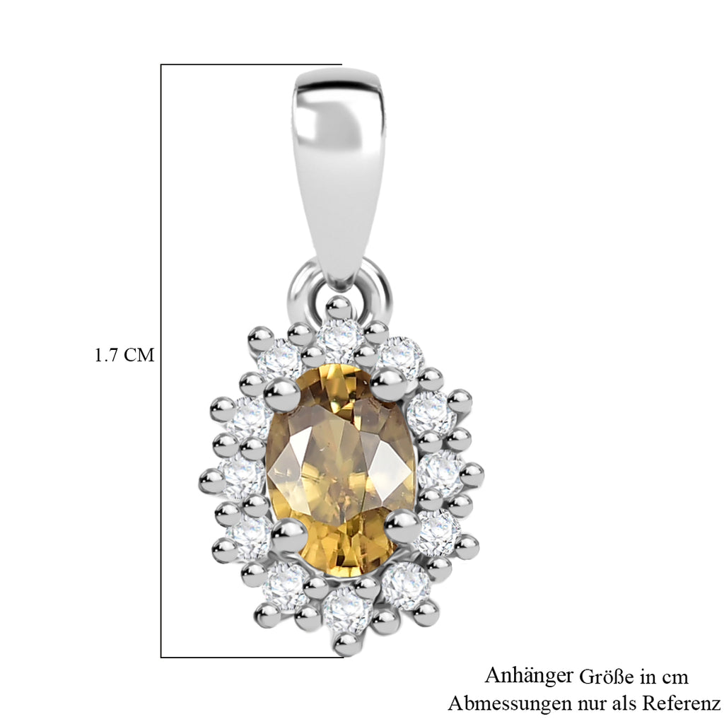 D'Joy Gelber Zirkon, Weißer Zirkon Anhänger 925 Silber rhodiniert ca. 1.04 ct