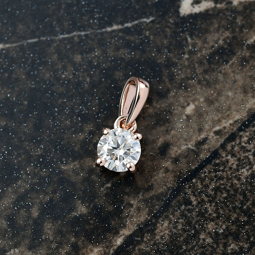 Moissanit Anhänger 925 Silber 750 Roségold Vermeil ca. 0.46 ct