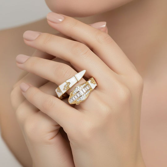 Weißer Zirkonia Ring Nickelfreies Messing emailliert (Größe 17.00)