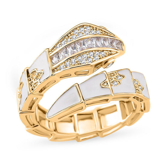 Weißer Zirkonia Ring Nickelfreies Messing emailliert (Größe 17.00)