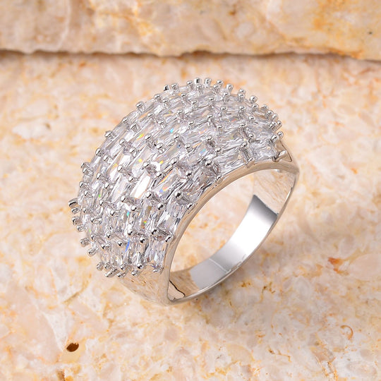 Weißer Zirkonia Ring Nickelfreies Messing (Größe 17.00)
