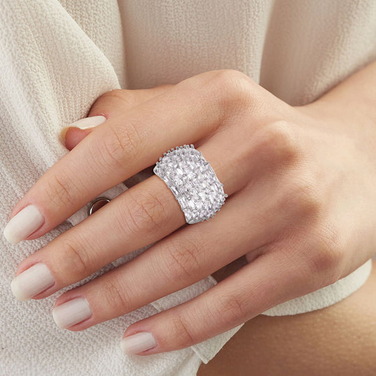 Weißer Zirkonia Ring Nickelfreies Messing (Größe 17.00)