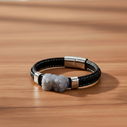 Weißer Jadeit Armband ca. 20 cm 316L Edelstahl ca. 125.00 ct