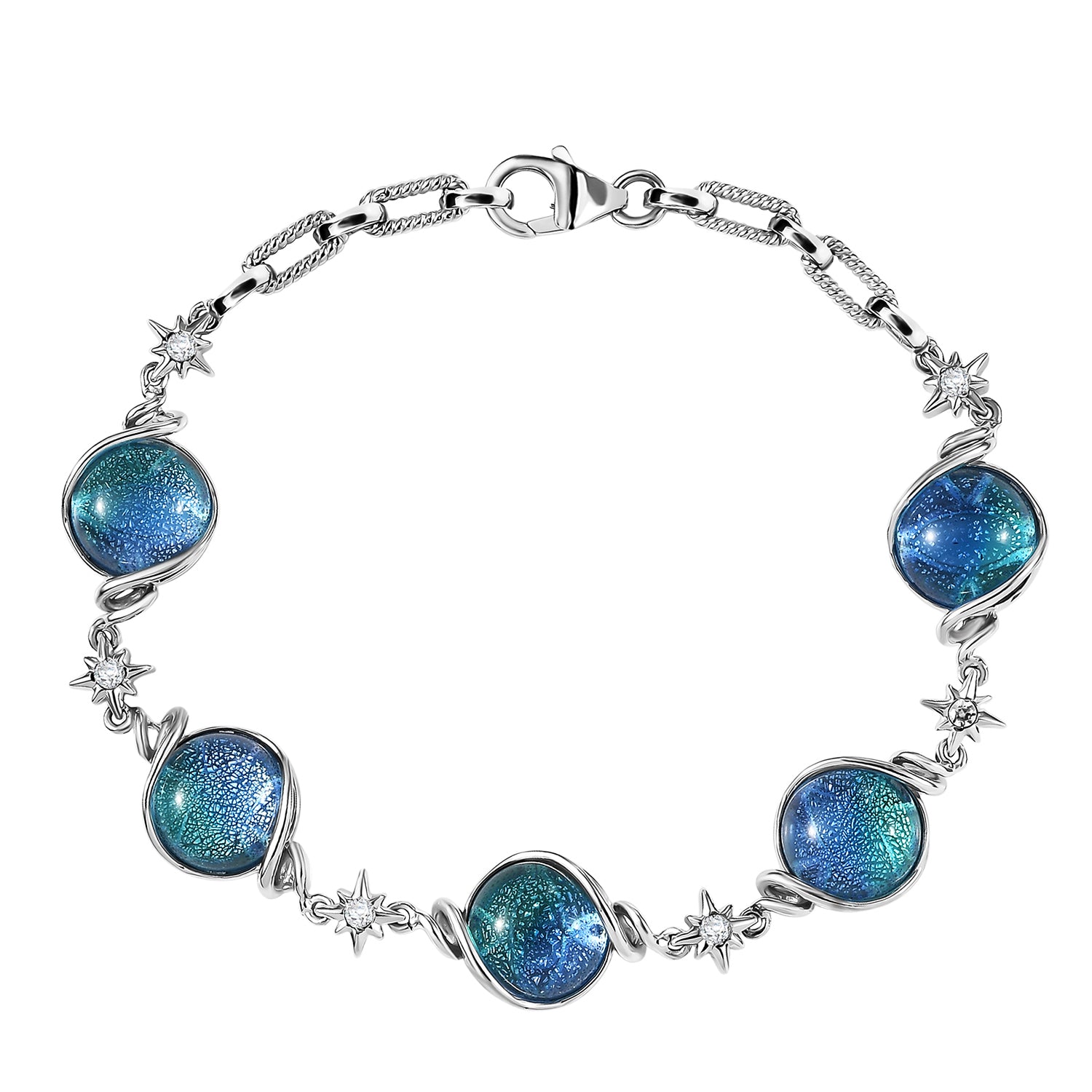 GP - Murano aus Italien, Weißer Zirkon Armband ca. 19 cm 925 Silber rhodiniert