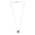 Luxuriant - AA Lab Grown Rosa Saphir, Weißer Zirkon Halskette ca. 50 cm 925 Silber 750 Roségold Vermeil ca. 2.57 ct