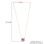 Luxuriant - AA Lab Grown Rosa Saphir, Weißer Zirkon Halskette ca. 50 cm 925 Silber 750 Roségold Vermeil ca. 2.57 ct