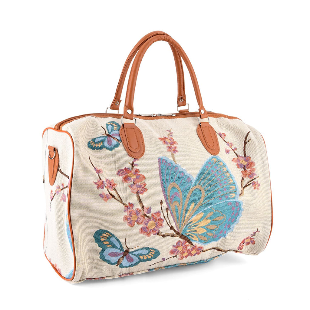 Schmetterlingsprint Reisetasche, geräumiges Design mit Reißverschlussfach, verstellbarer Schultergurt 120 cm, 45 x 23 x 27 cm