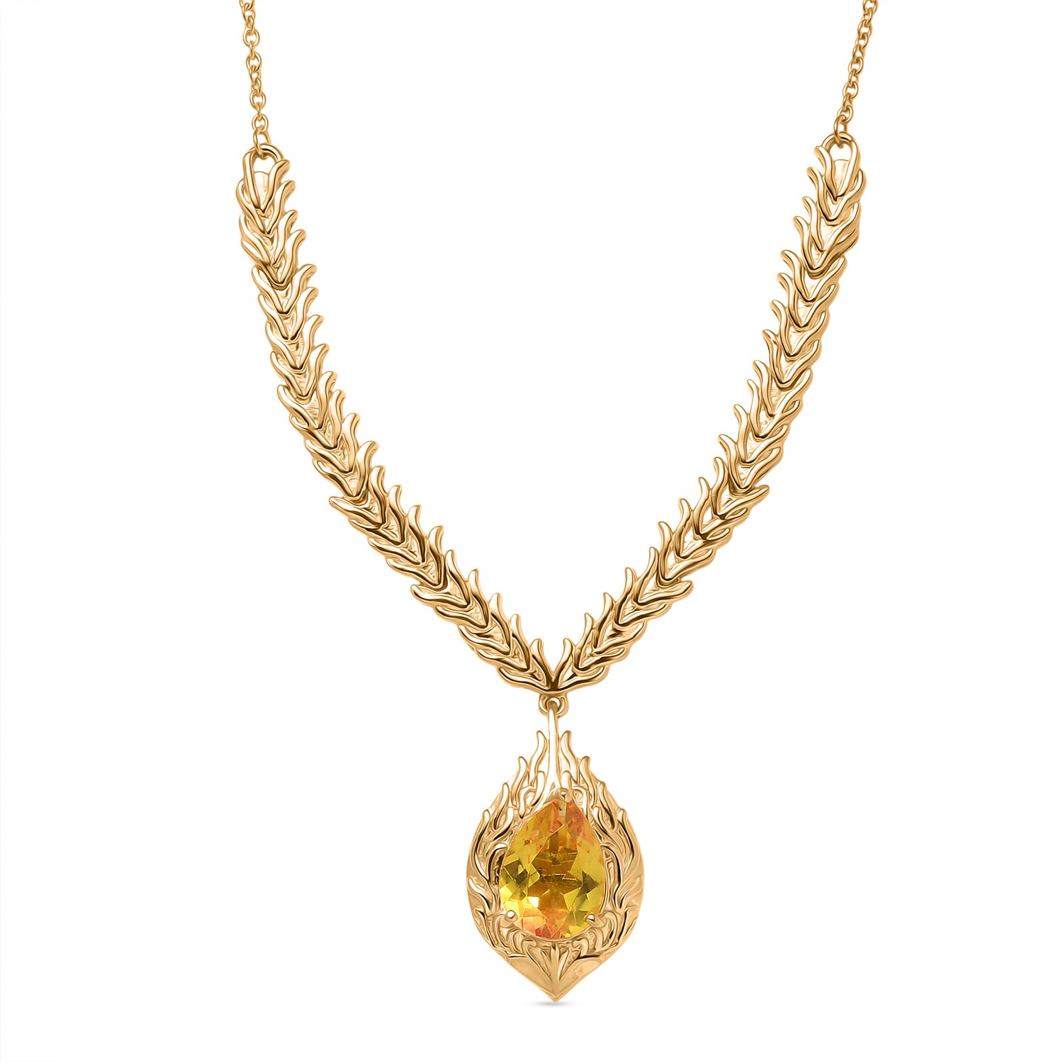 EVER TRUE - Flammenkranz-Design Sphaleros Quarz-Triplette Halskette ca. 50 cm Nickelfreies Messing ca. 3.91 ct