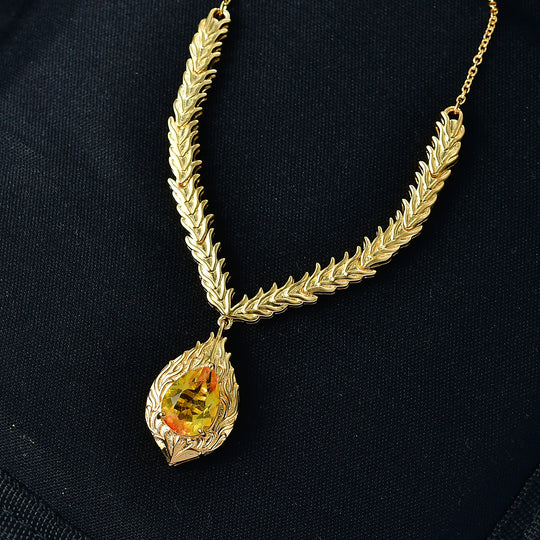 EVER TRUE - Flammenkranz-Design Sphaleros Quarz-Triplette Halskette ca. 50 cm Nickelfreies Messing ca. 3.91 ct